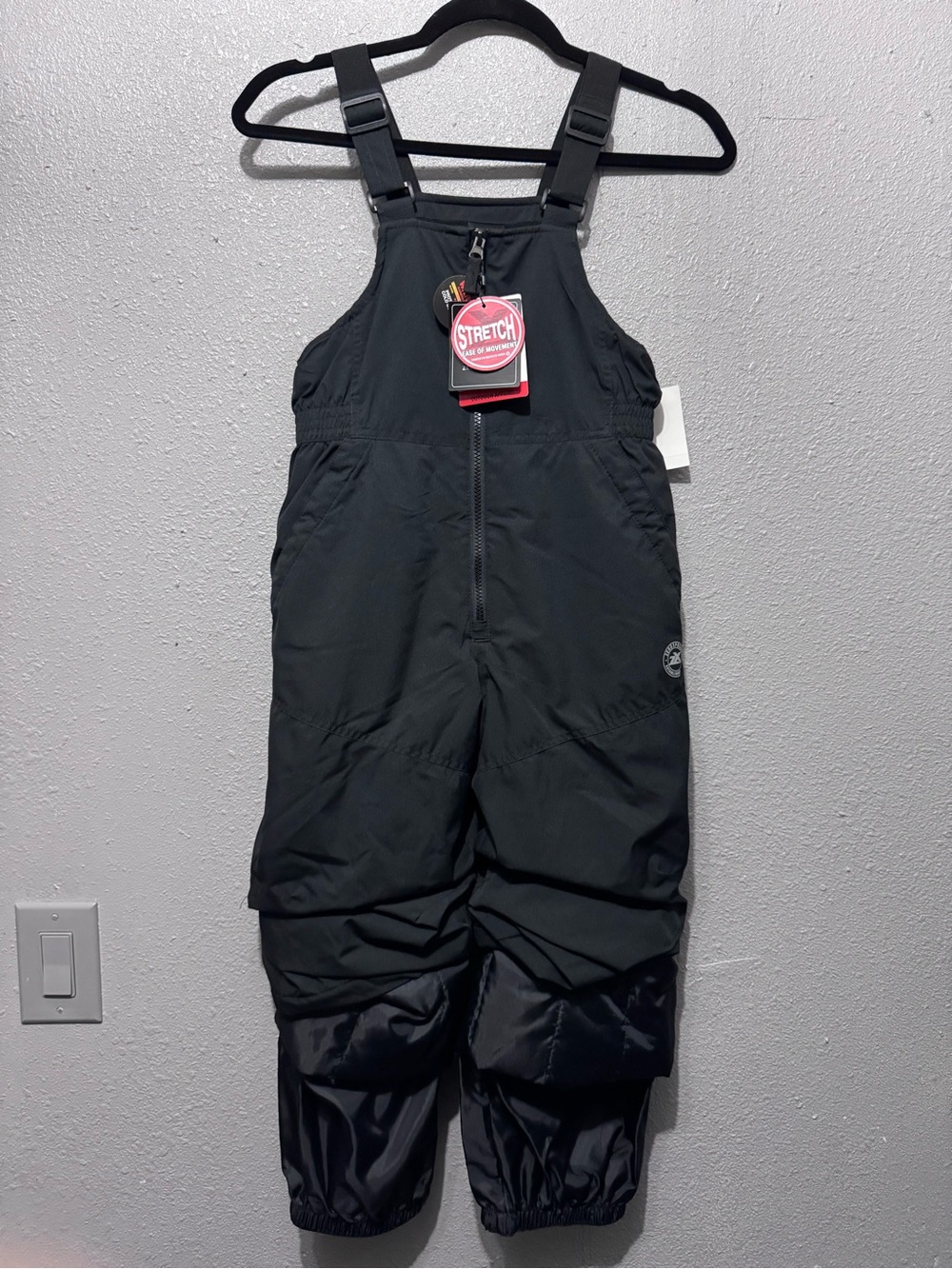 Black Stretch Kids Snow Bib Overalls